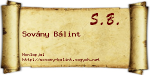 Sovány Bálint névjegykártya